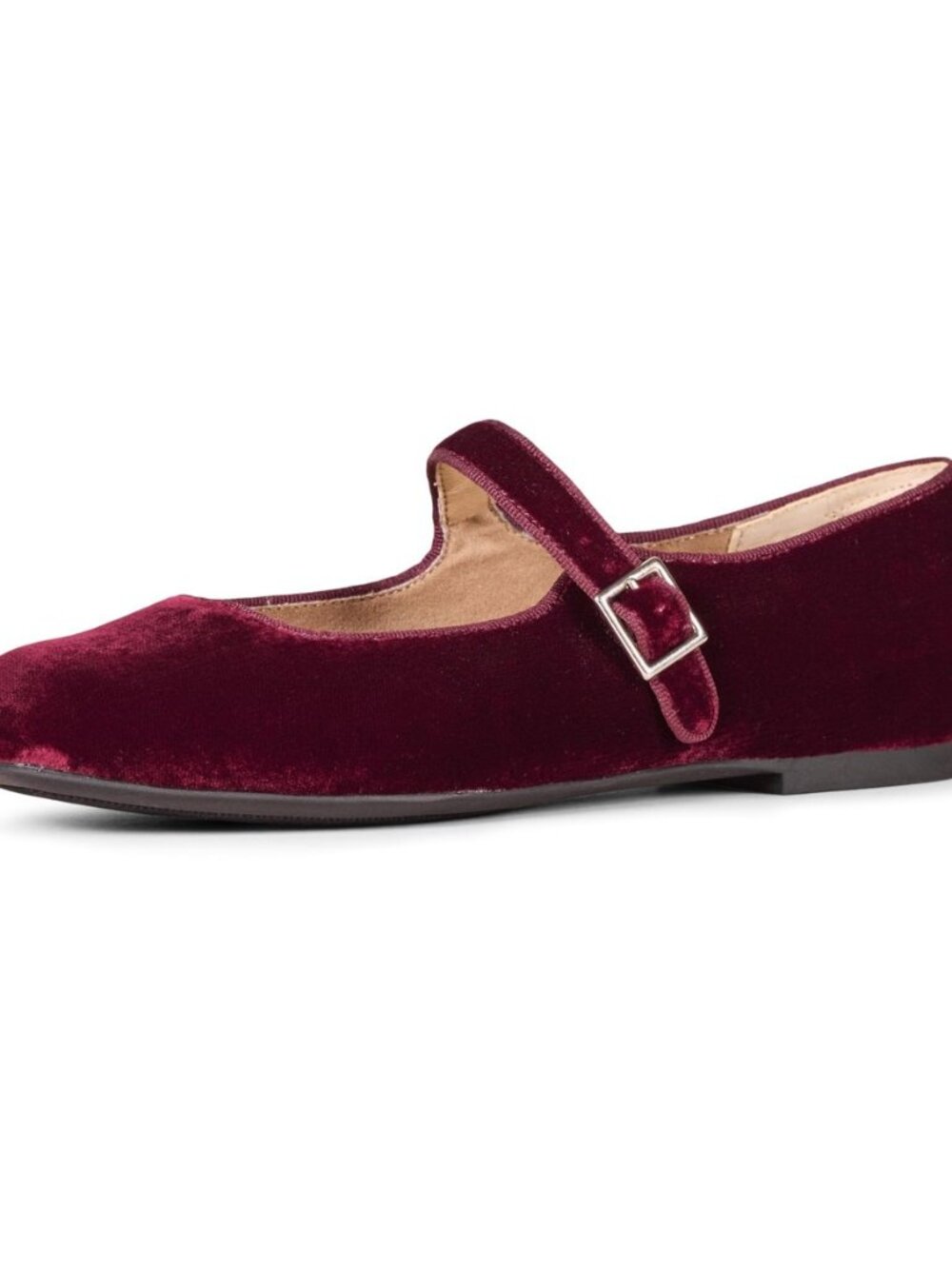 Women's Square-Toe Mary Jane Ballet Flat with Adjustable Metal Buckle Strap